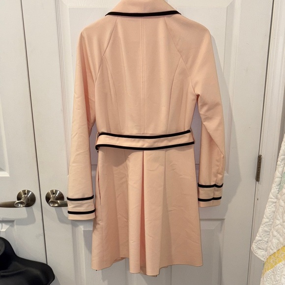 Elle Pink Double-Breasted Coat with Black Trim - Picture 5 of 17